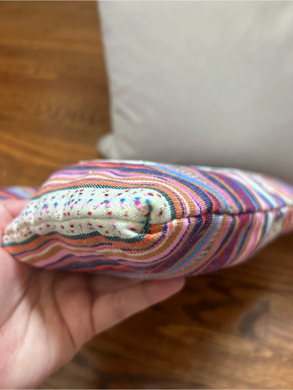 Mustard Seed Multi-Color Striped Zipper Pouch Makeup Cosmetic Bag